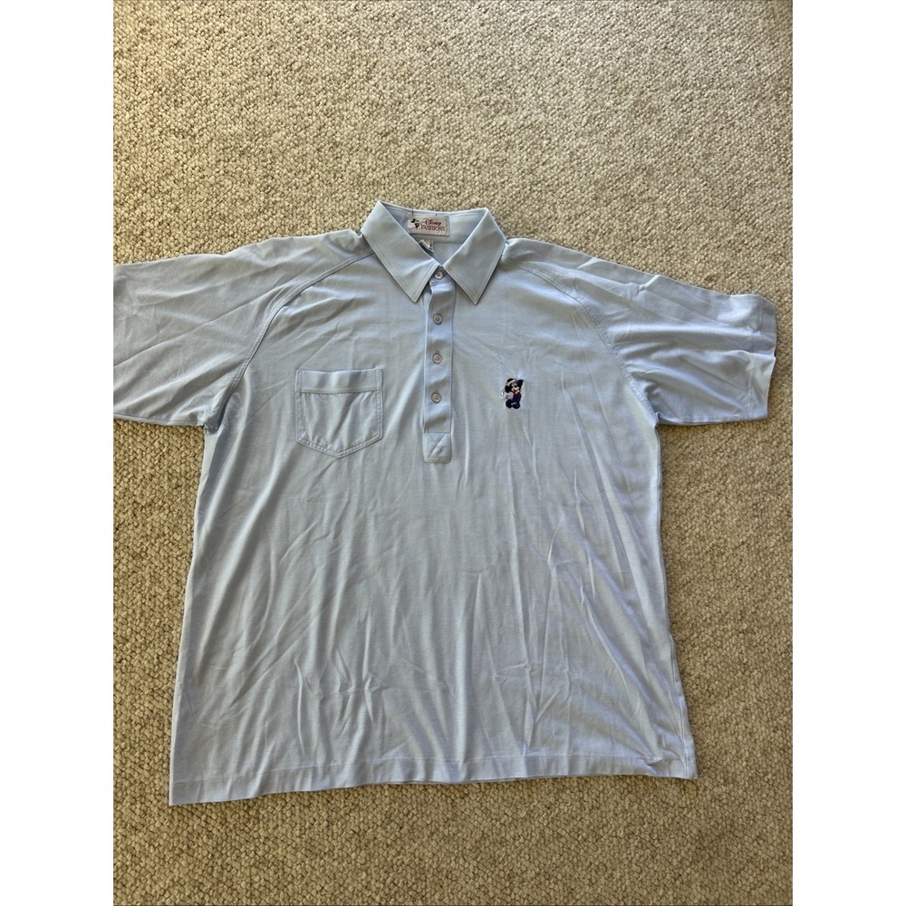 Disney Fashions Polo Shirt Men XL Blue Vintage Mickey Mouse Golf Made USA MINT